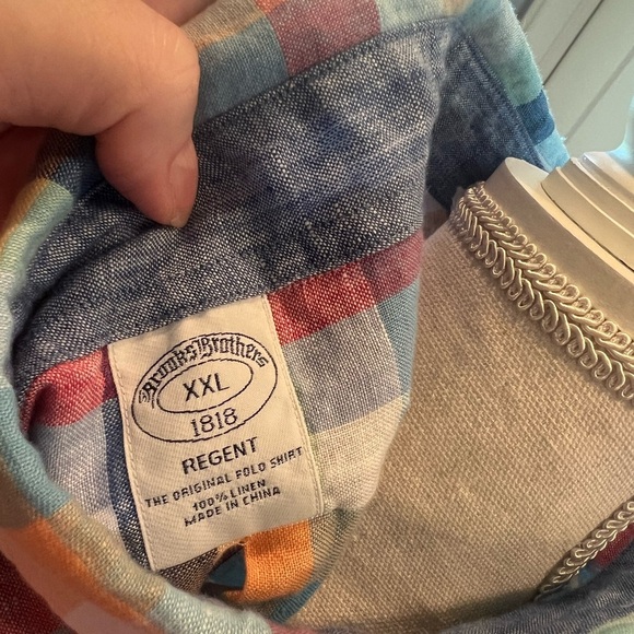 Brooks Brothers 100% Linen Multicolored Check Button Down Men's Shirt Excellent - Picture 14 of 14